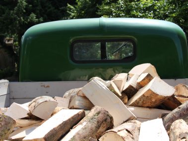Firewood in back of lorry